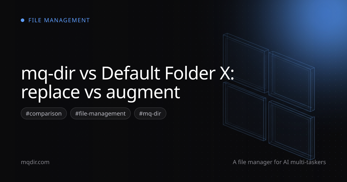 mq-dir vs Default Folder X: replace vs augment — cover image