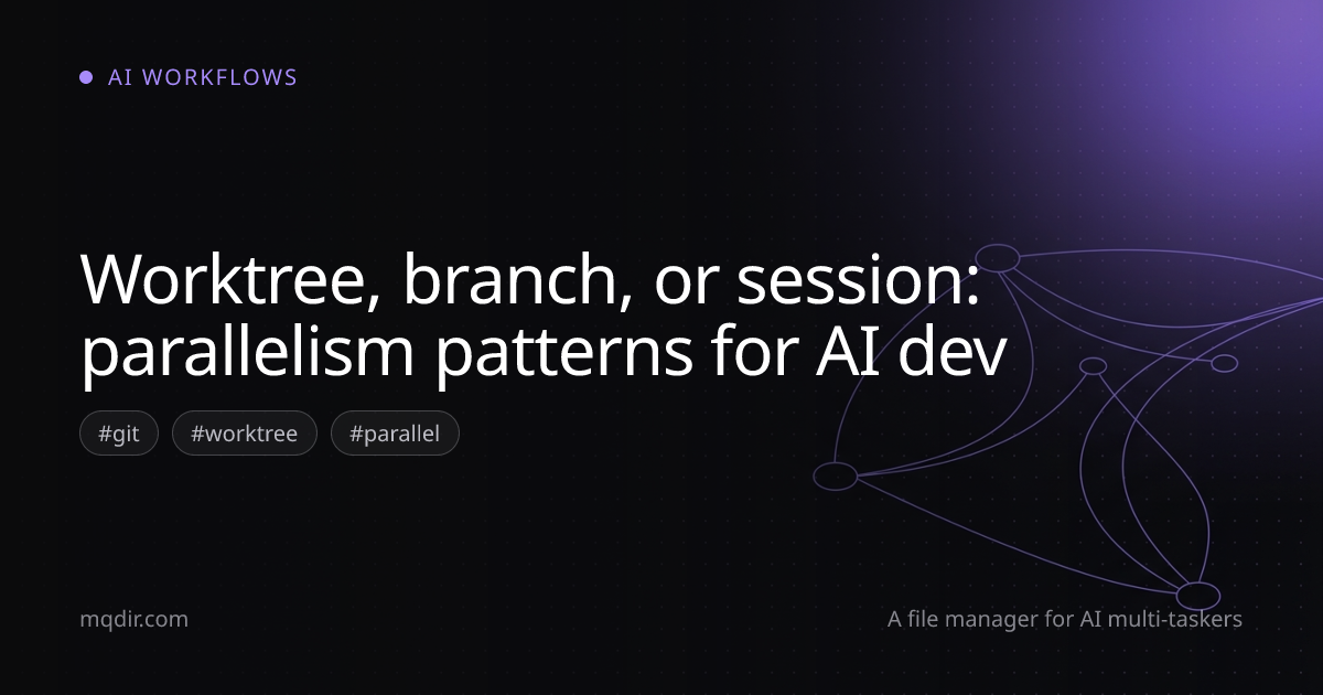 Worktree, branch, or session: parallelism patterns for AI dev — cover image